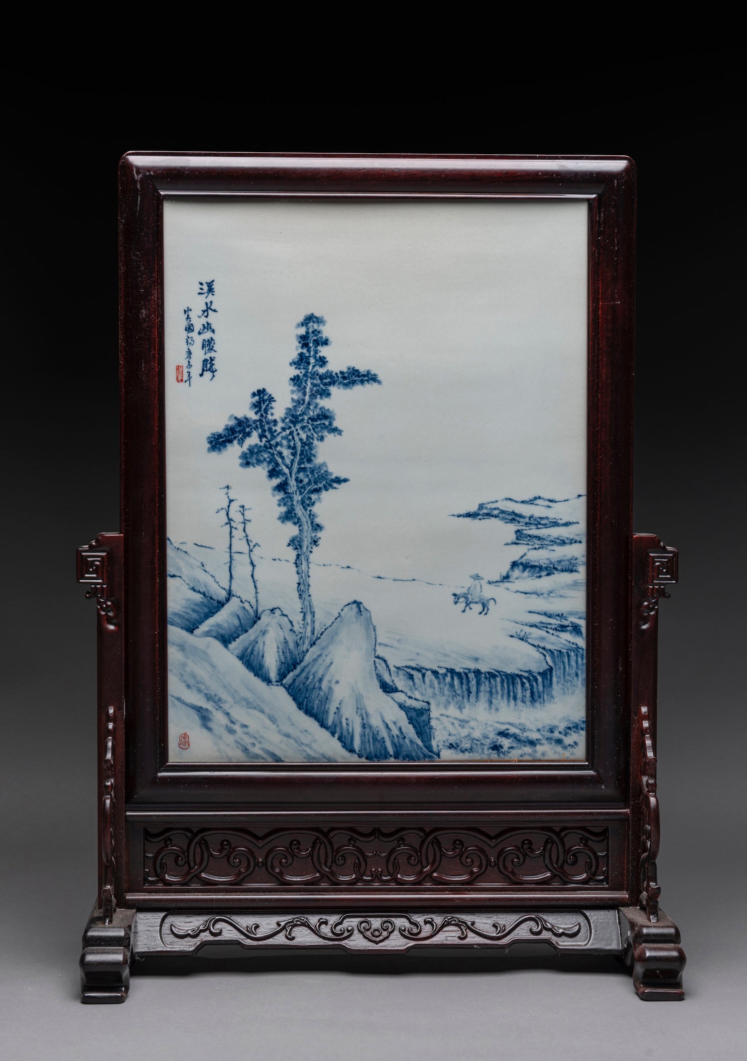 Twelve Masterful Painted Porcelain Table-Screens by Guo Jun Yu.