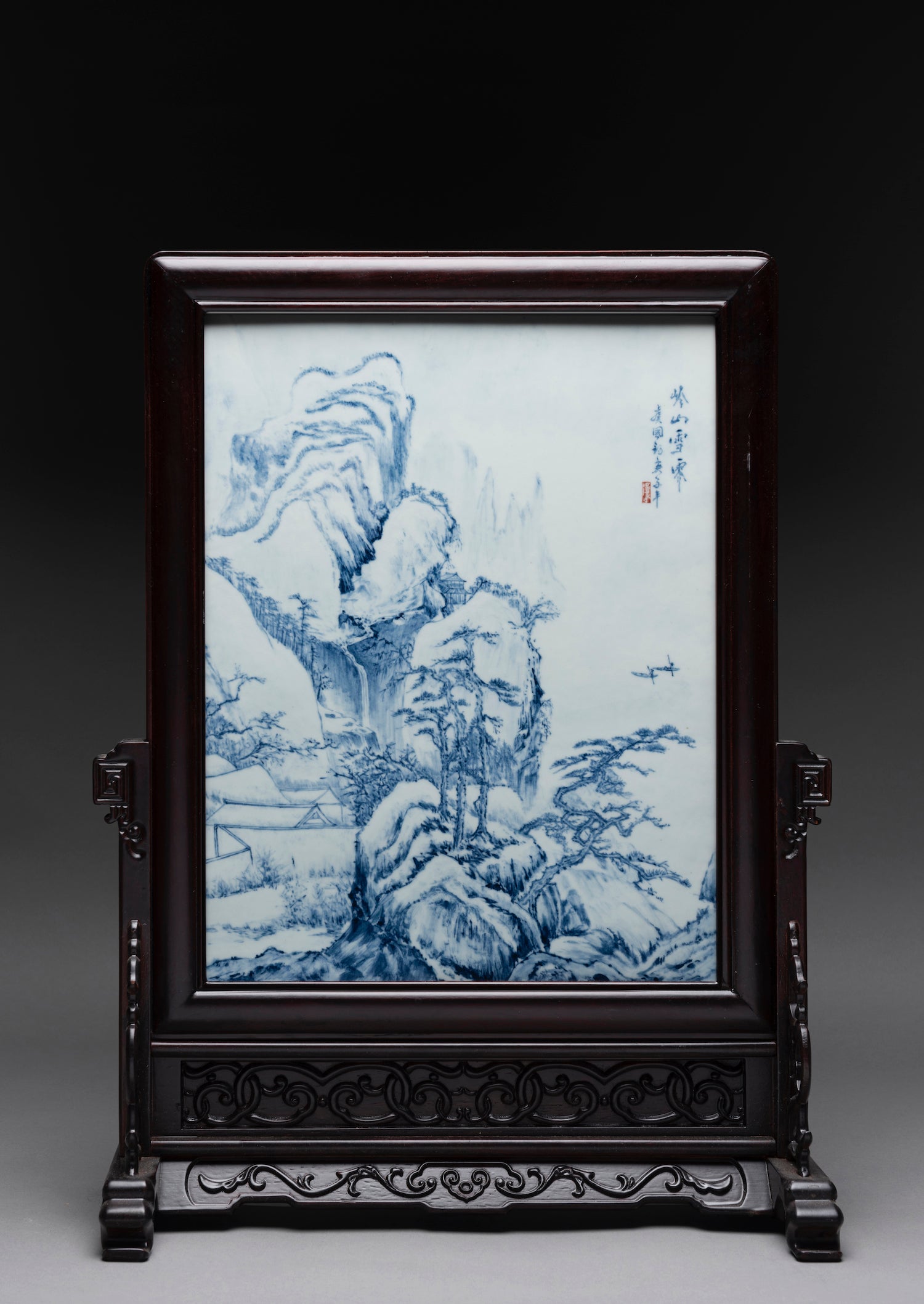 Twelve Masterful Painted Porcelain Table-Screens by Guo Jun Yu.