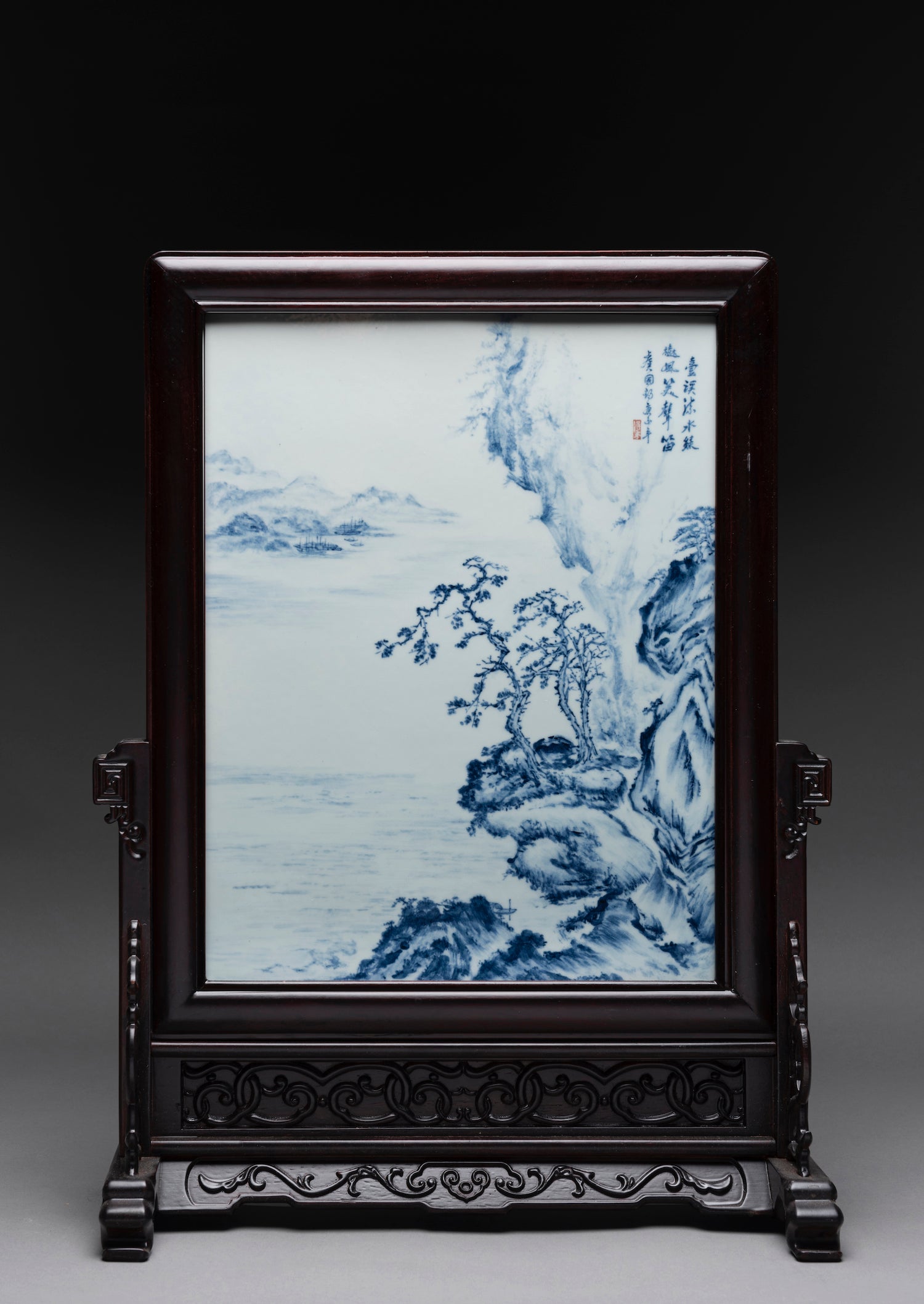 Twelve Masterful Painted Porcelain Table-Screens by Guo Jun Yu.