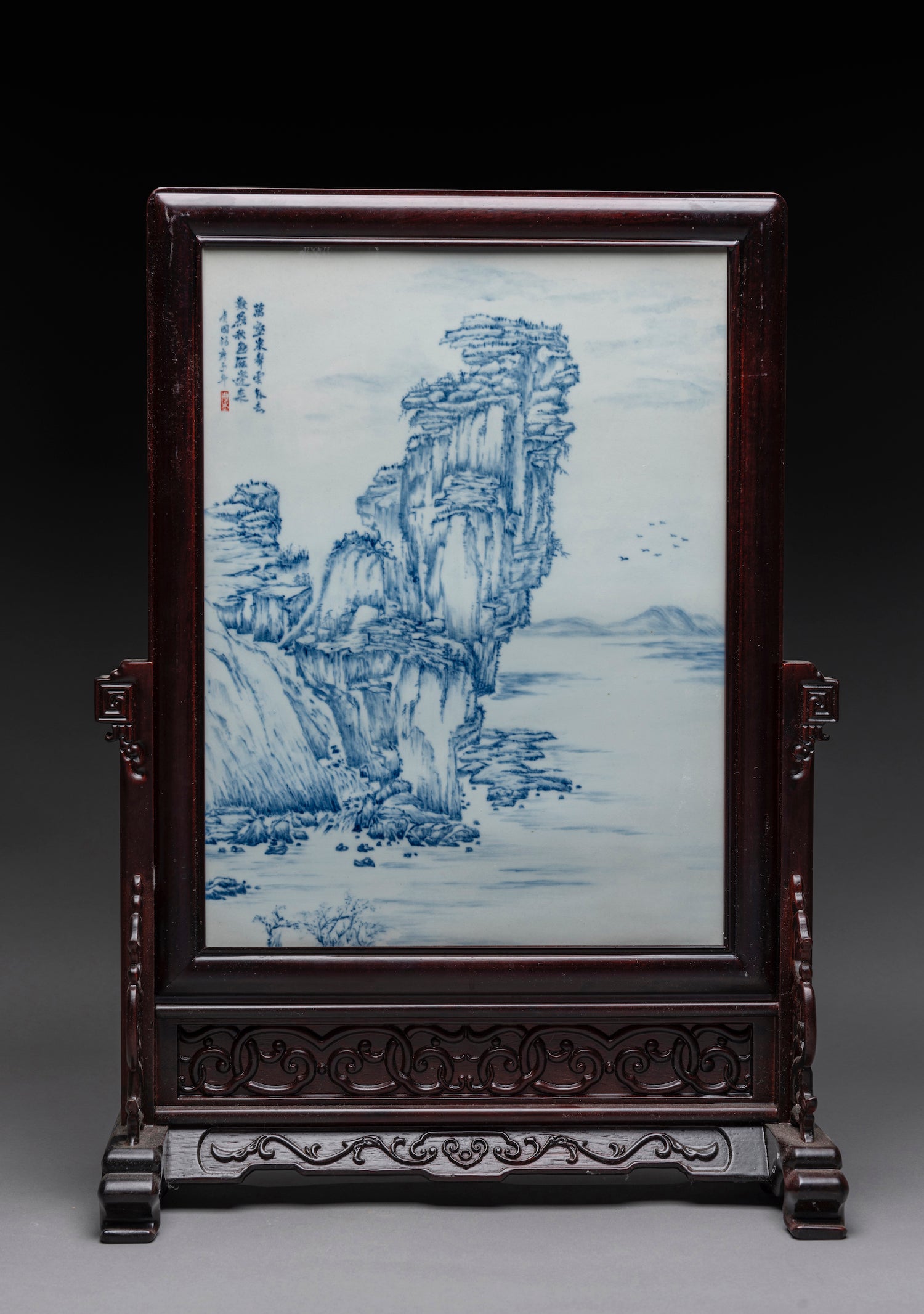 Twelve Masterful Painted Porcelain Table-Screens by Guo Jun Yu.