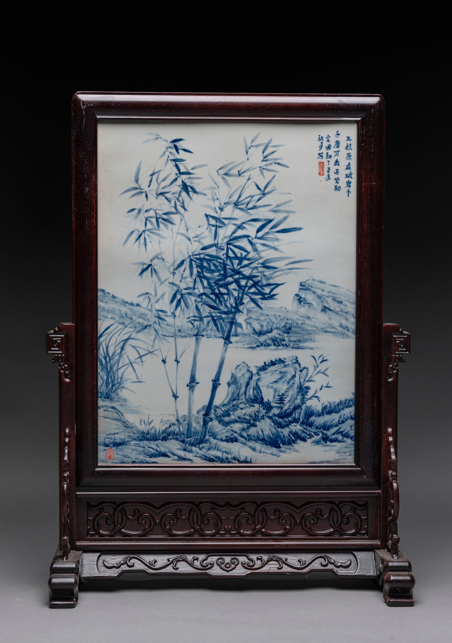 Twelve Masterful Painted Porcelain Table-Screens by Guo Jun Yu.