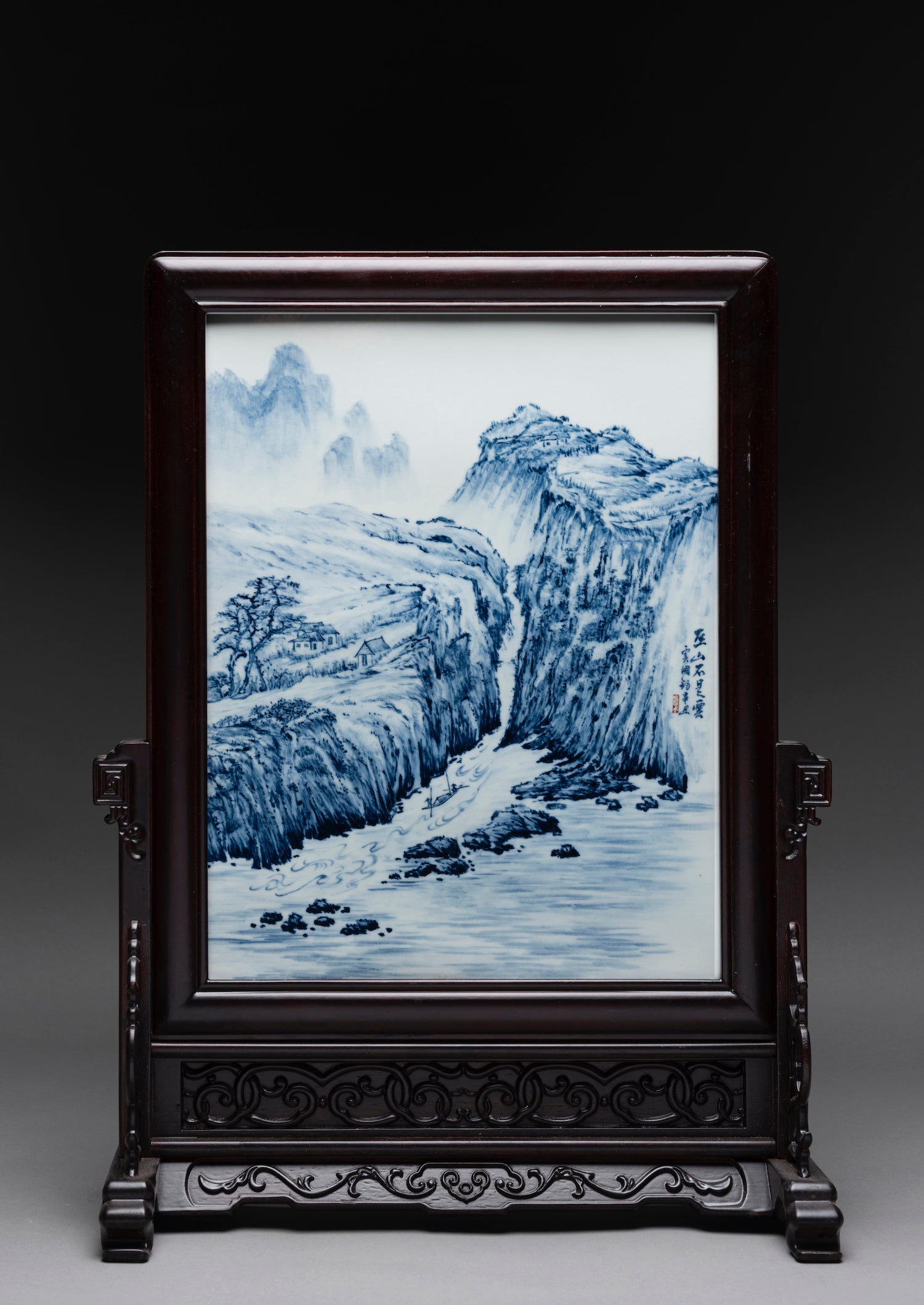 Twelve Masterful Painted Porcelain Table-Screens by Guo Jun Yu.
